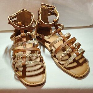 Sugar gladiator sandals sz 4 brown ankle buckles NIB**